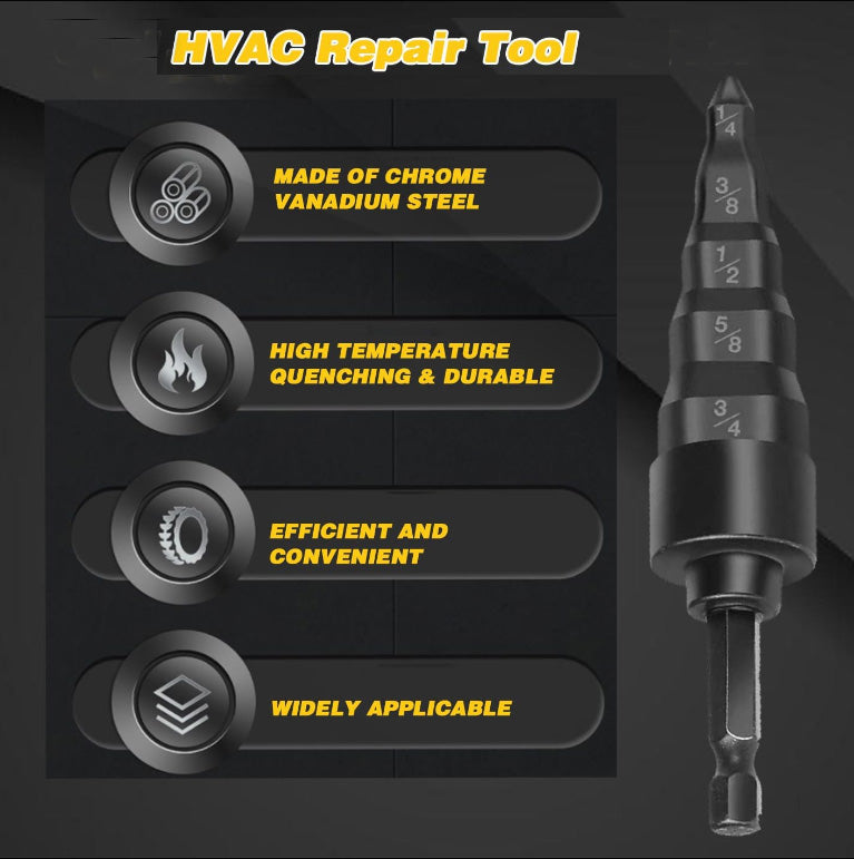 HVAC Repair Tool, Swage Tube Expander 5 in 1 Air Conditioner Copper Pipe Expander Swaging Drill Set Copper Tubing Tool with 1/4, 3/8, 1/2, 5/8, 3/4 Bits