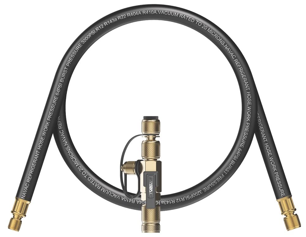 NAVAC NVR2 Valve Core Removal Tool - HVAC Tool for Fast Recovery and Evacuation - Includes 2 Sizes (1/4″ and 5/16″) Flare Fittings in 1 Tool - R-410A Vacuum Rated to 20 Microns - Durable Metal Handle