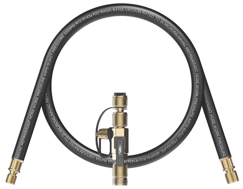 NAVAC NVR2 Valve Core Removal Tool - HVAC Tool for Fast Recovery and Evacuation - Includes 2 Sizes (1/4″ and 5/16″) Flare Fittings in 1 Tool - R-410A Vacuum Rated to 20 Microns - Durable Metal Handle