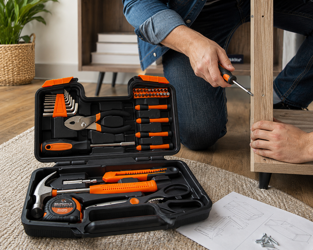 39-Piece Household Tool Set with Storage Case, Home Repair Hand Tool Kit for DIY, Furniture Assembly, Maintenance & Daily Household Repairs