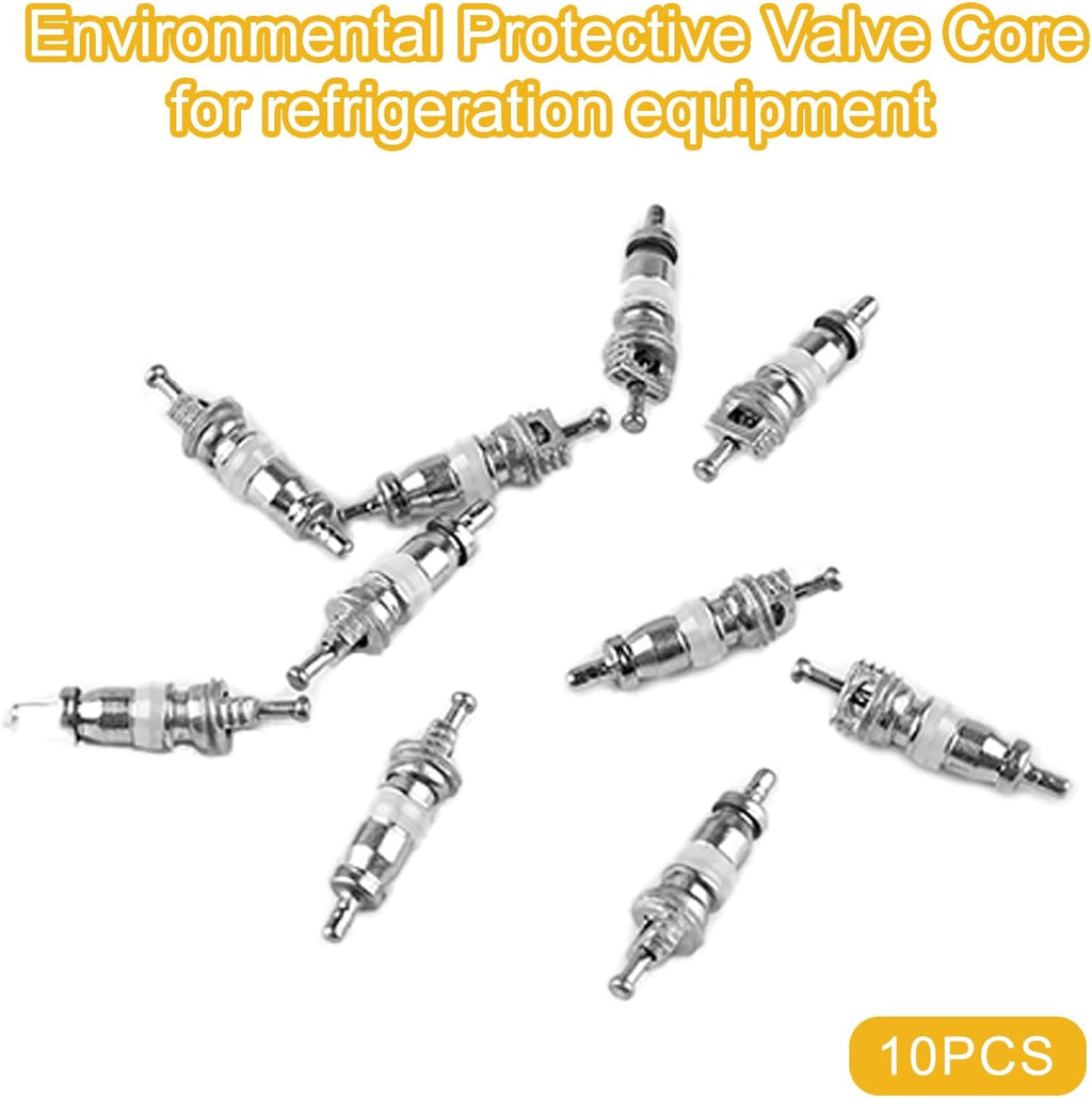 jiouxip Valve Core Remover Installer Tool and HVAC Service Wrench Set with Hex Bit Adapters, Dual Size SAE 1/4 to 5/16 Port, 5/16'', 3/8'' Refrigeration Service Wrench, 10 Valve Core