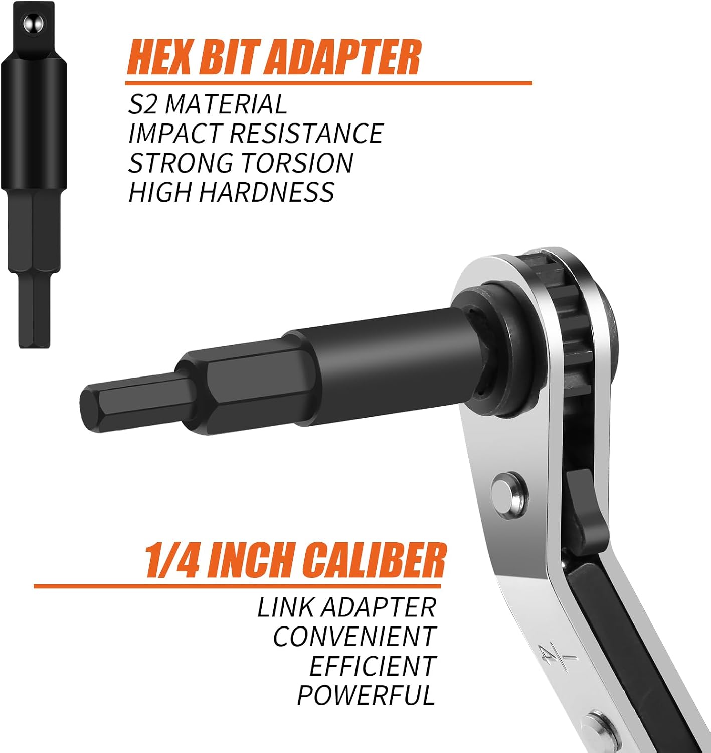2 Pack HVAC Service Wrench Set, Air Conditioner Valve Ratchet Wrench | HVAC tools: 3/16" to 3/8" and 5/16" x 1/4" service wrenches with 2 hex bit adapters for AC and refrigeration equipment repair
