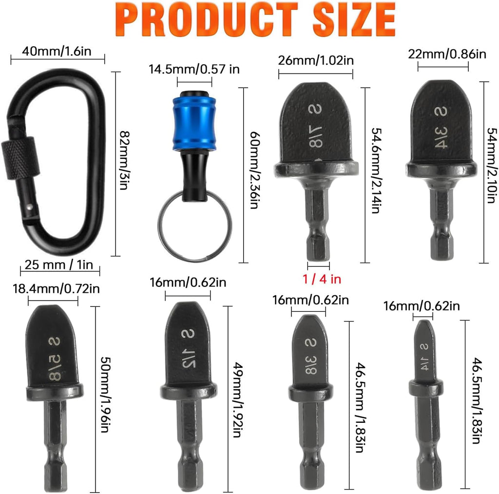 HVAC Tools Air Conditioner Copper Tube Expander with Bit Holder | Swaging tool drill bit set,1/4'', 3/8'',1/2'',5/8'',3/4'',7/8'' Bits Set (13PCS)