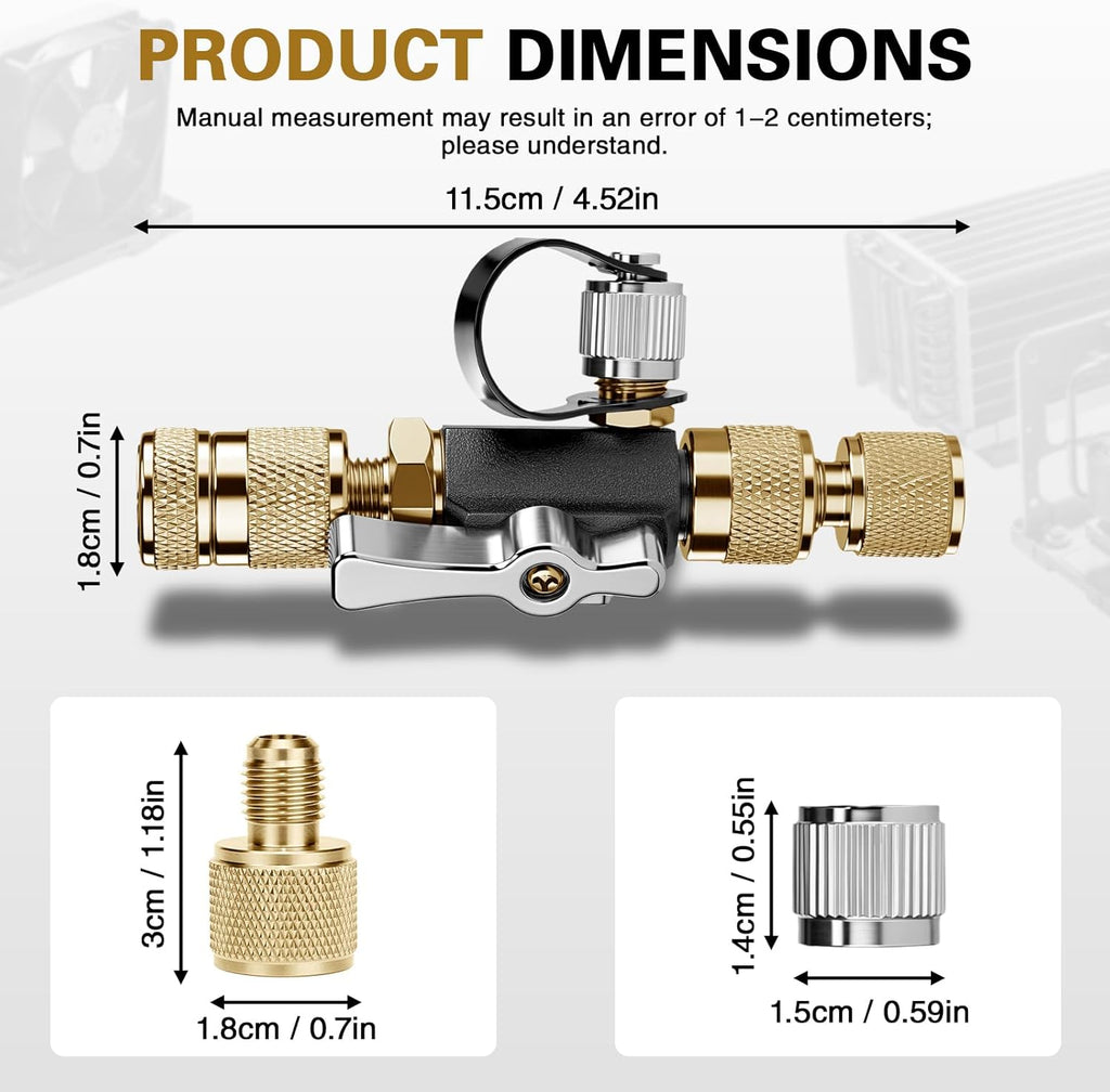 HVAC Valve Core Removal Tool,Valve Core Remover Installer Tool,1/4"& 5/16" Dual Valve Mega Flow Vacuum-Rated Valve Core Removal Tool,20 Microns Vacuum,Essential HVAC Tools for R32 R410 R22 R12