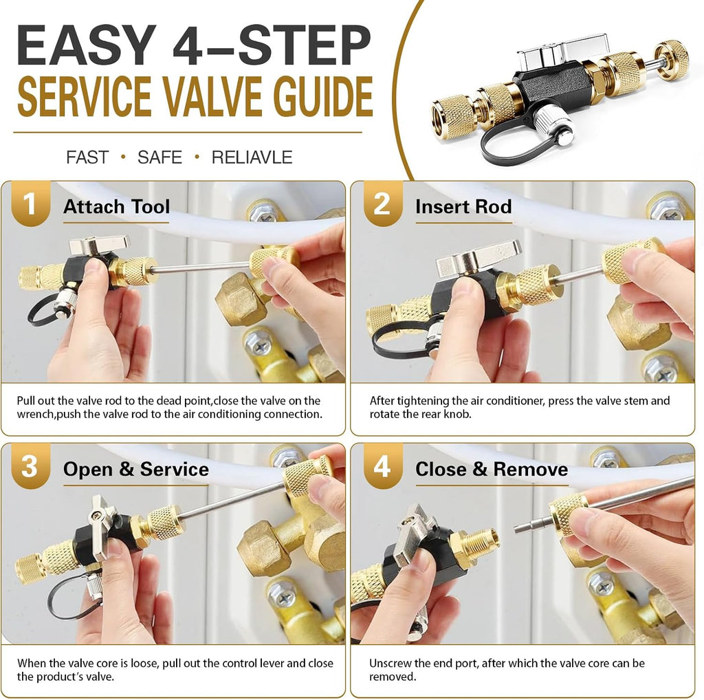 HVAC Valve Core Removal Tool,Valve Core Remover Installer Tool,1/4"& 5/16" Dual Valve Mega Flow Vacuum-Rated Valve Core Removal Tool,20 Microns Vacuum,Essential HVAC Tools for R32 R410 R22 R12