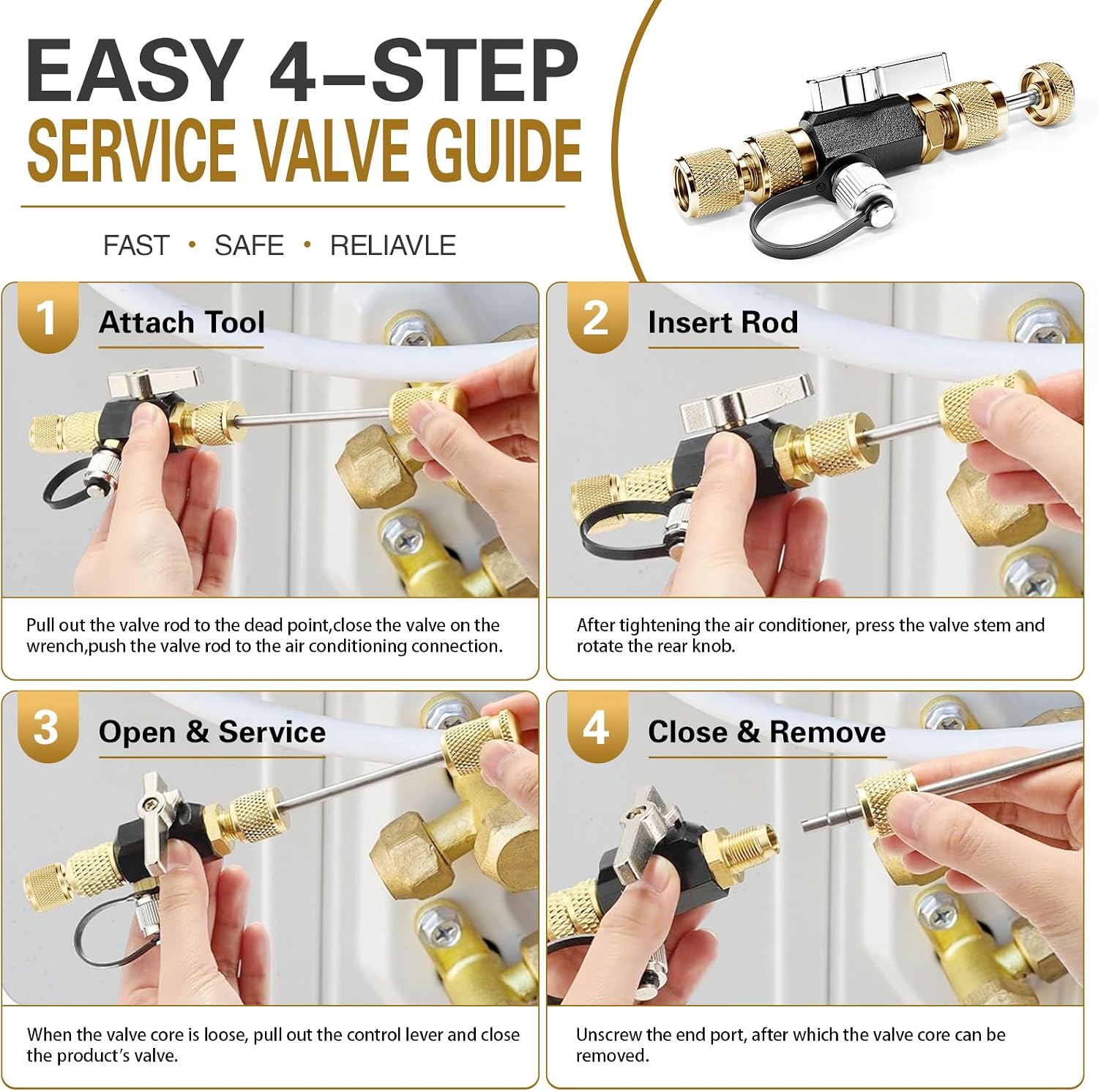 HVAC Valve Core Removal Tool,Valve Core Remover Installer Tool,1/4"& 5/16" Dual Valve Mega Flow Vacuum-Rated Valve Core Removal Tool,20 Microns Vacuum,Essential HVAC Tools for R32 R410 R22 R12