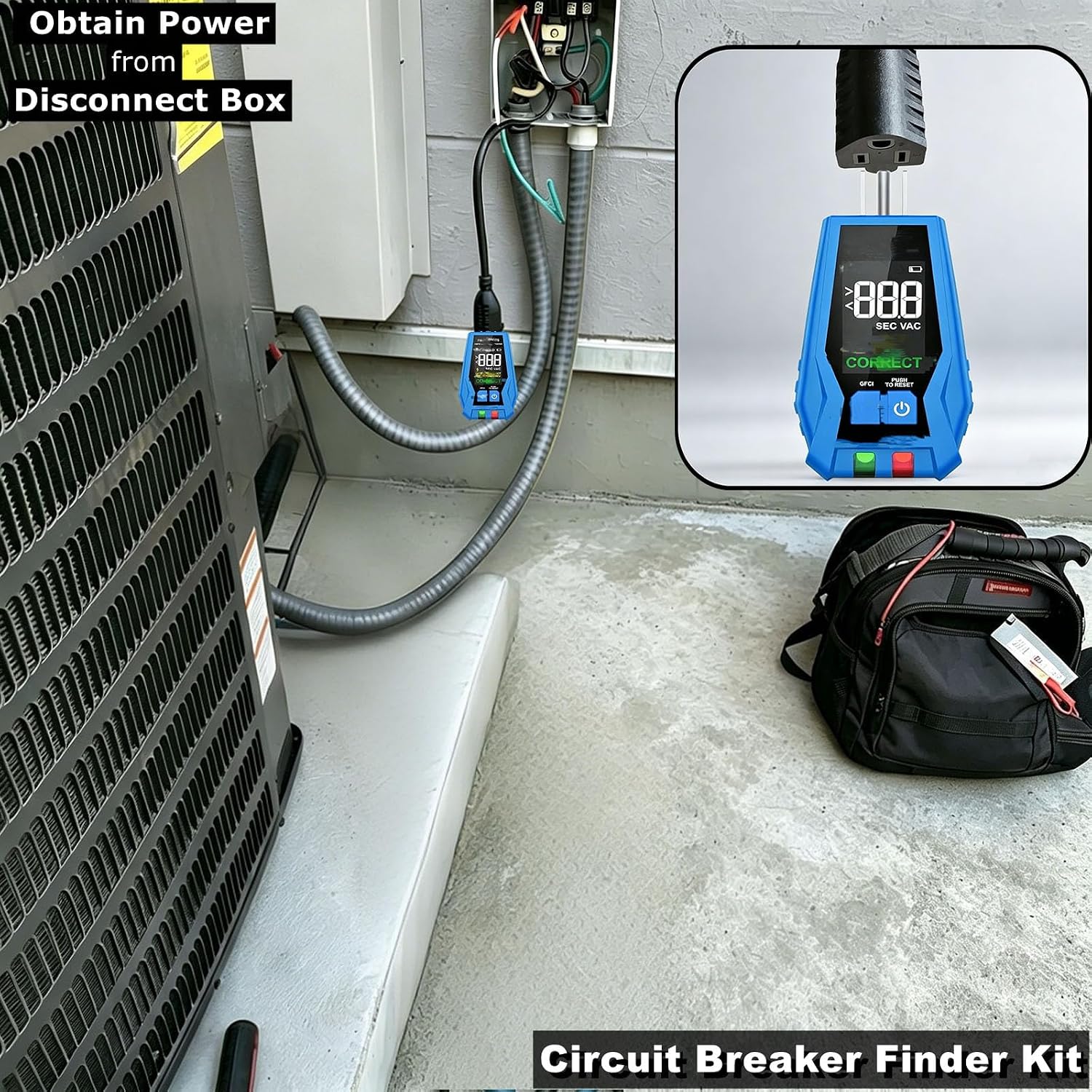 HVAC Circuit Breaker Finder Adapter Tool Kit for AC Gauges and Vacuum Pump Testing, Refrigeration Service Equipment Accessory for HVAC Maintenance