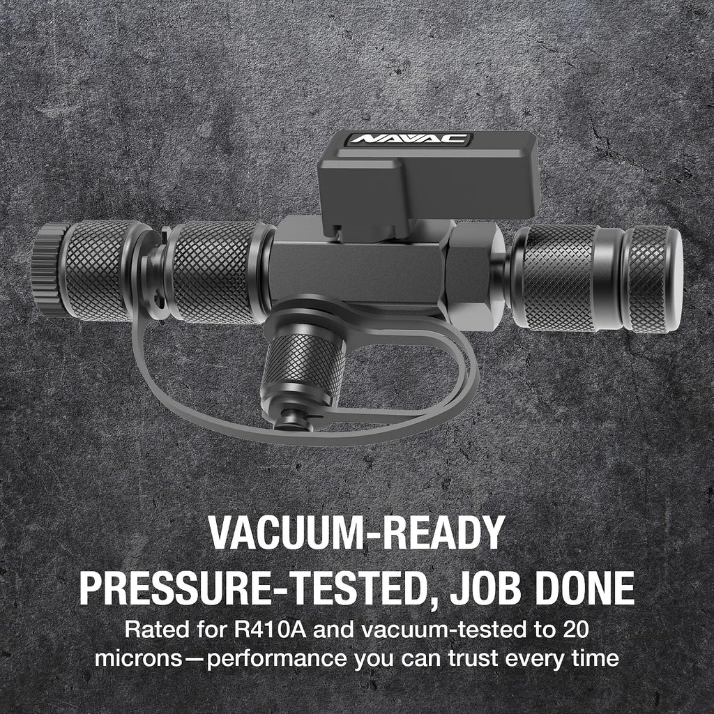 NAVAC NVR2 Valve Core Removal Tool - HVAC Tool for Fast Recovery and Evacuation - Includes 2 Sizes (1/4″ and 5/16″) Flare Fittings in 1 Tool - R-410A Vacuum Rated to 20 Microns - Durable Metal Handle